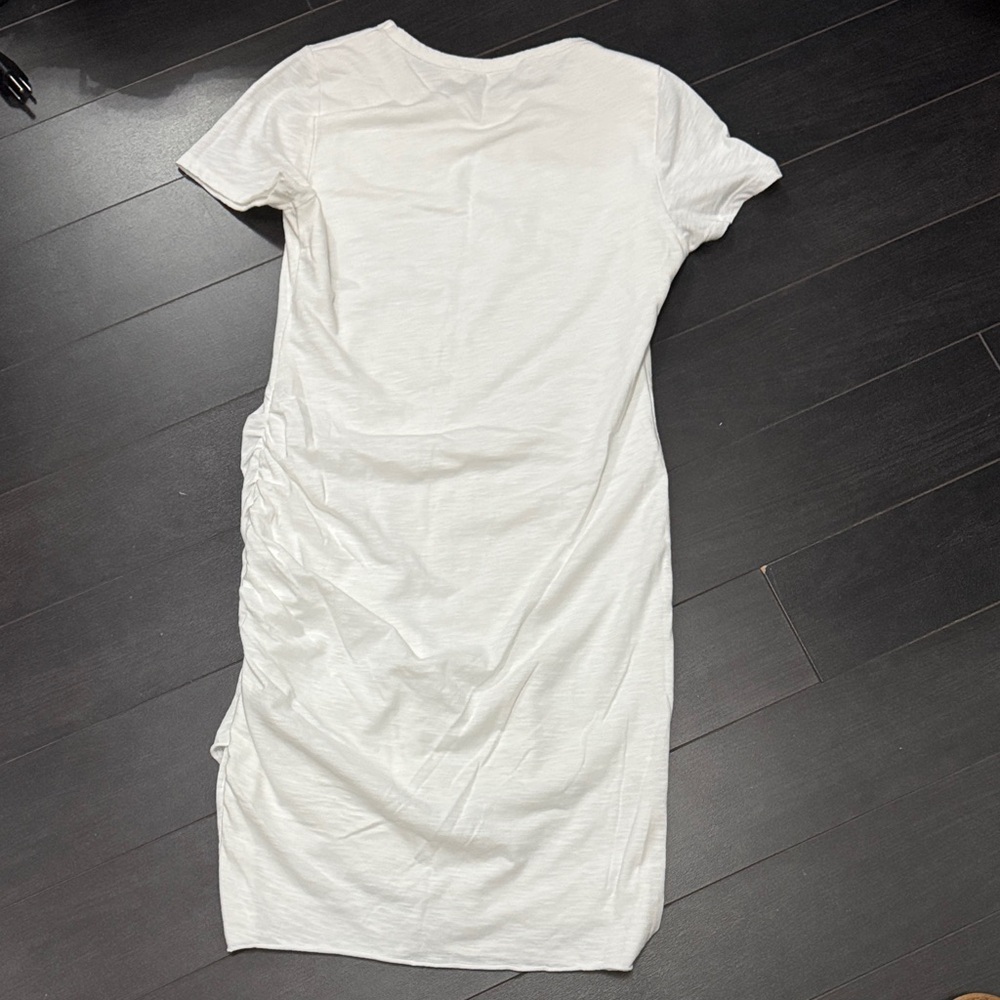 Chic White Ruched Mini Dress - Picture 3 of 3